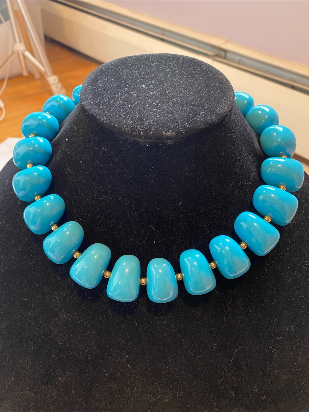 Kenneth Jay Lane Turquoise Blue Beaded Statement Necklace